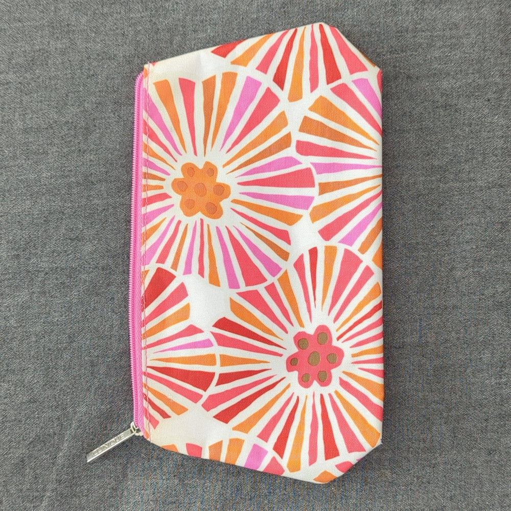 Floral Cosmetic Bag Pink Red Orange
